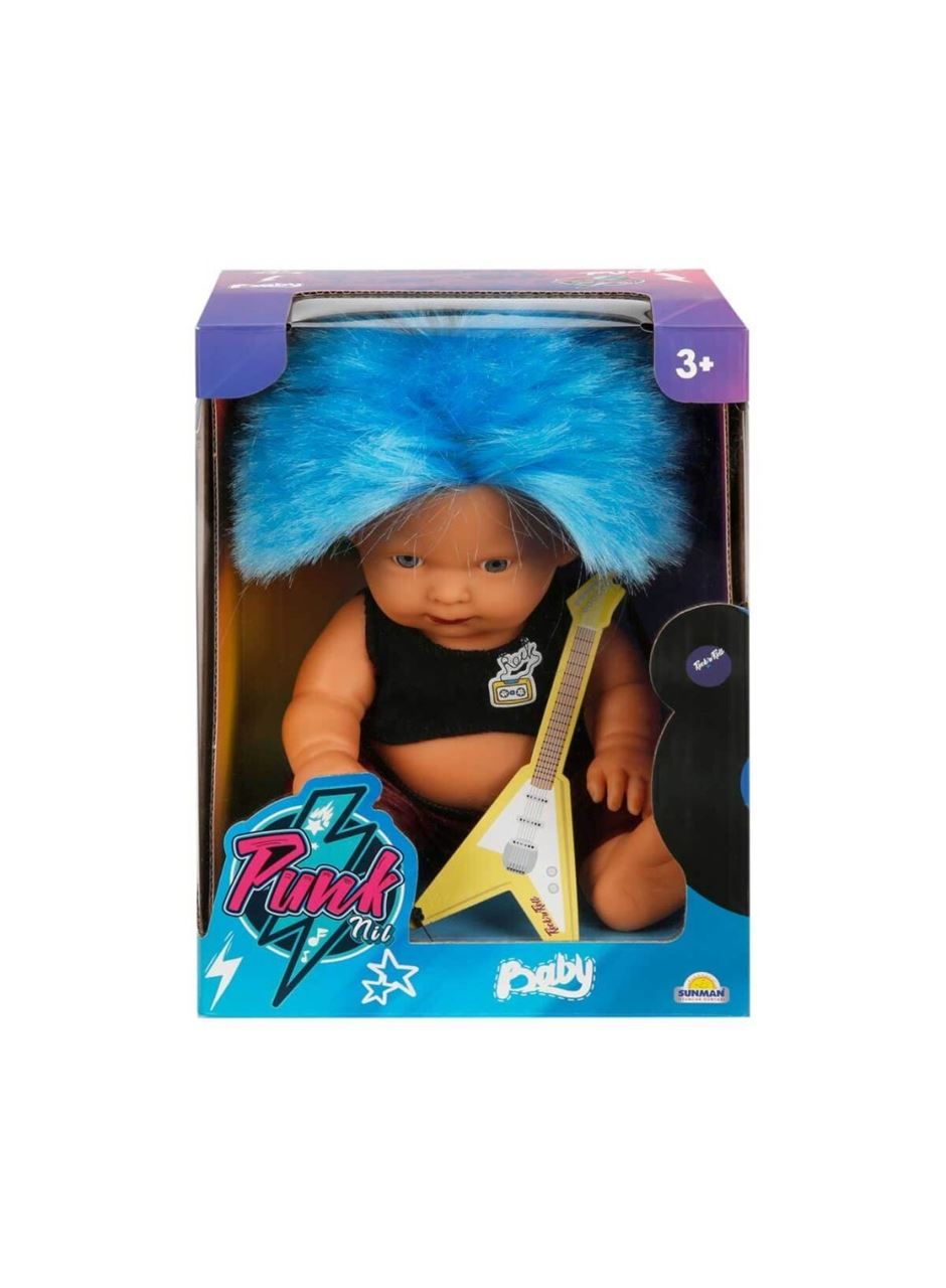 Punkçı Bebek Figürü 25 cm - Mavi Saçlı