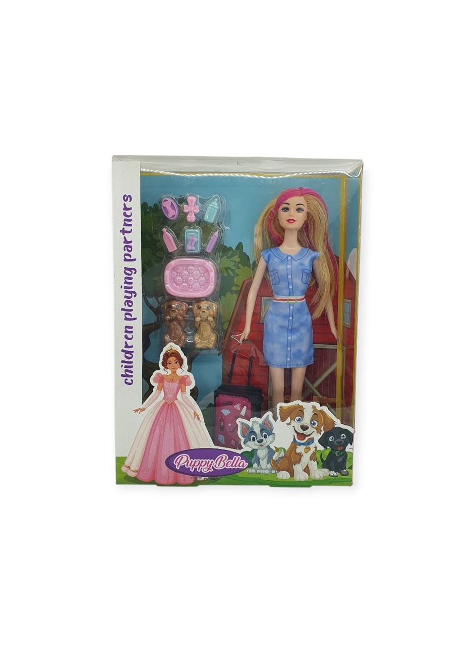 Puppy Bella 30 cm Bebek ve Köpek Bakım Seti - Mavi Elbise