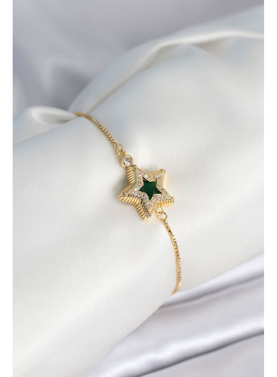 Yıldız Model Asansörlü Gold Renk Kadın Bileklik