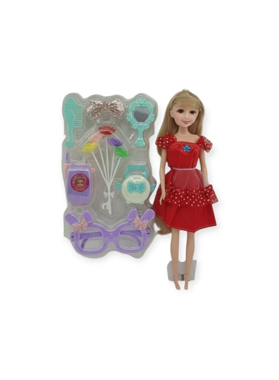 Güzellik Seti 7 Parça Aksesuarlı Bebek Seti - Kırmızı