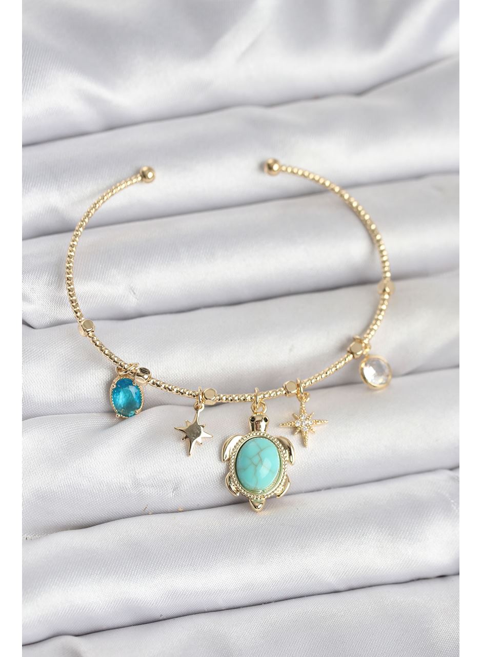 Caretta Caretta Charmlı Gold Renk Kadın Bileklik