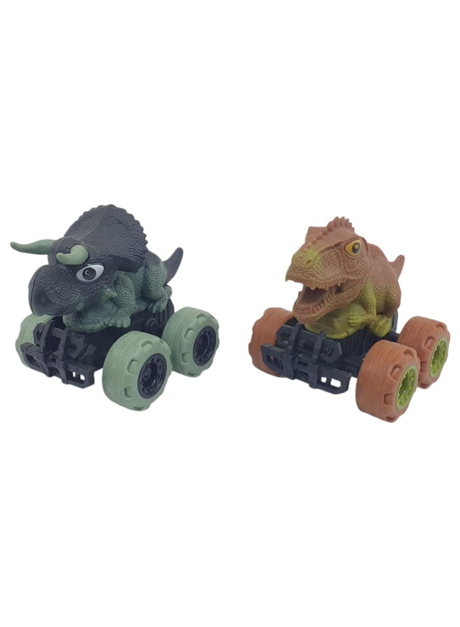 Sürtmeli Dinazor Arabalar 2'li - 12 cm - Triceratops & Stegosaurus