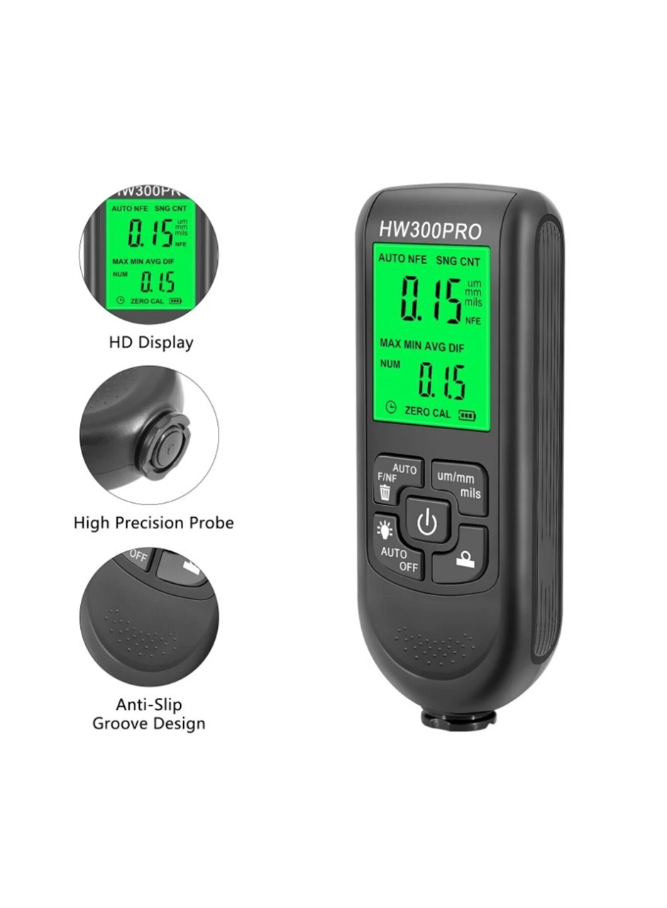 HW-300PRO Araba Boyası Film Otomatik Kalınlık Ölçer 0-2000UM Fe & NFe Kaplama Kalınlık Test Cihazı M (