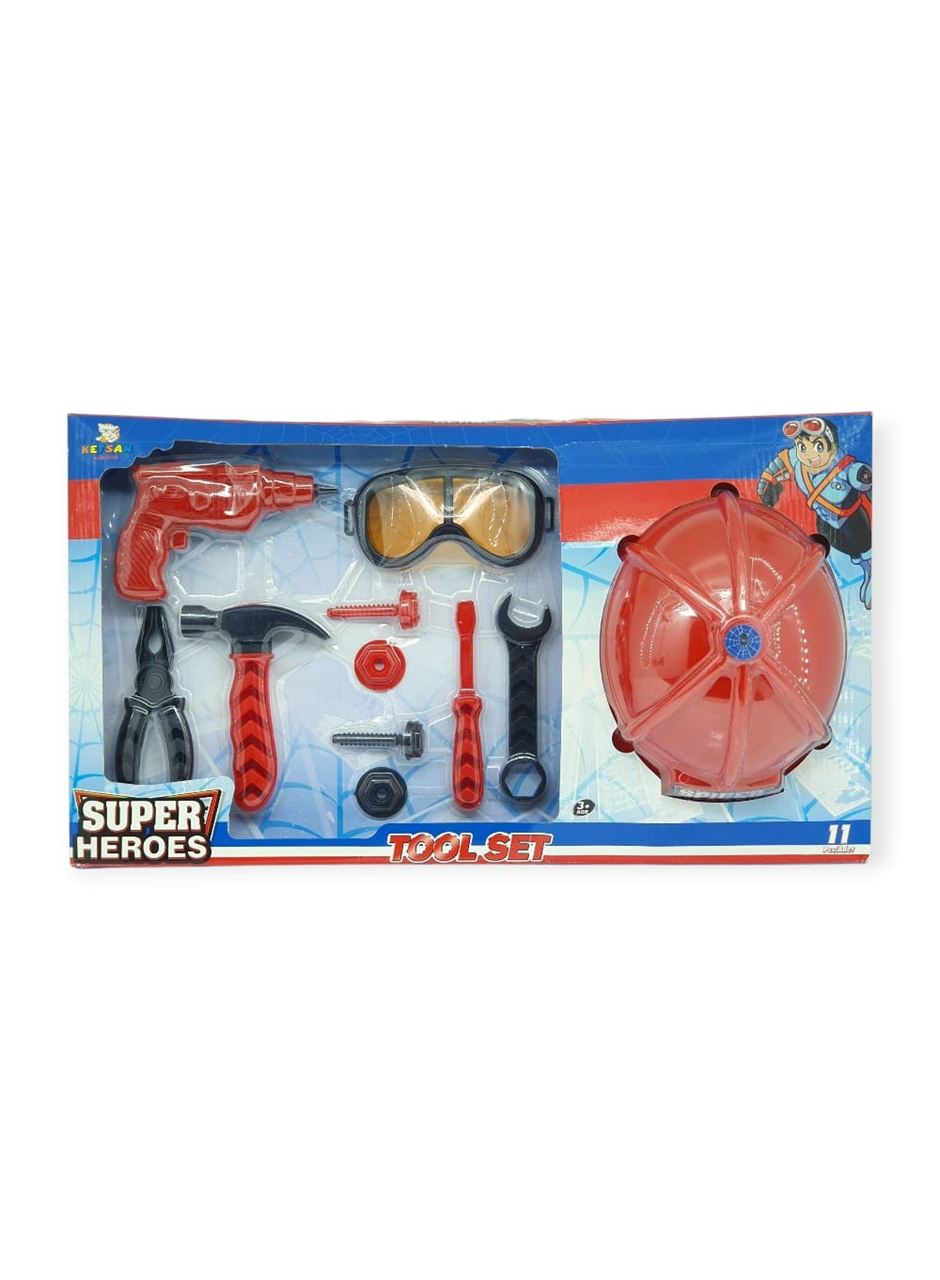 Meslek Setleri - Baretli Tamir Seti 11 Parça - Kırmızı