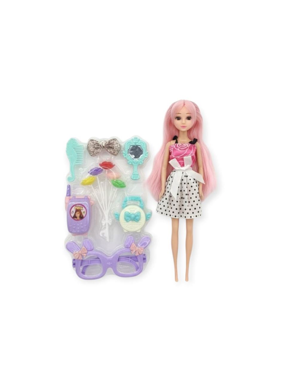 Güzellik Seti 7 Parça Aksesuarlı Bebek Seti - Beyaz Etekli