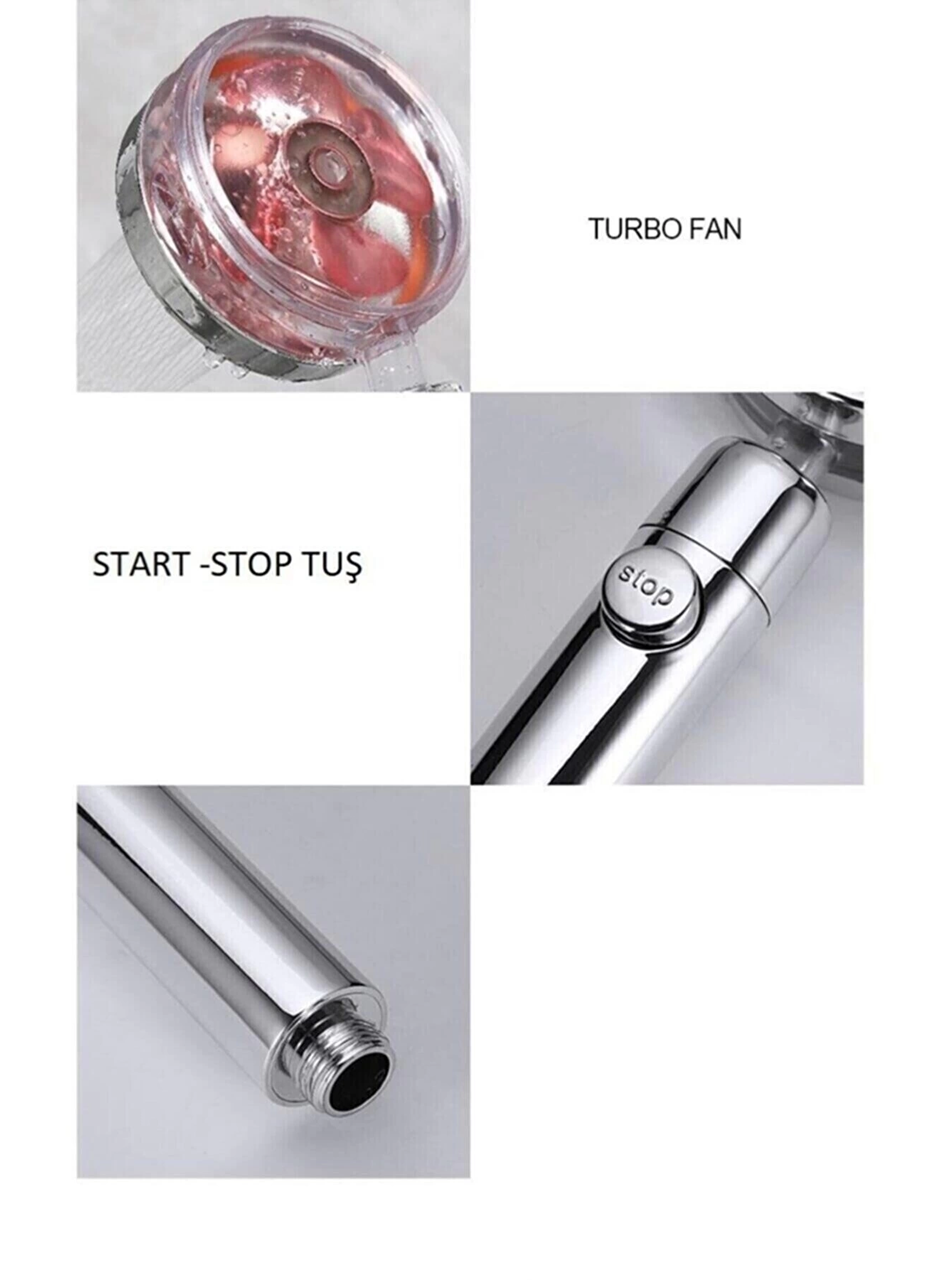 Turbo Duş Başlığı Seti Basınçlı Ayarlanabilir Su Tasarrufu Hortum Ve Mafsal Seti (