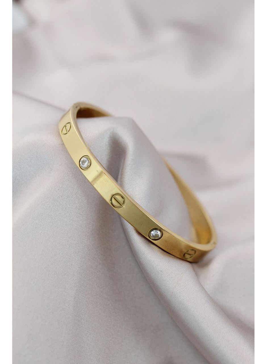 316L Çelik Gold Renk Zirkon Taşlı Bileklik