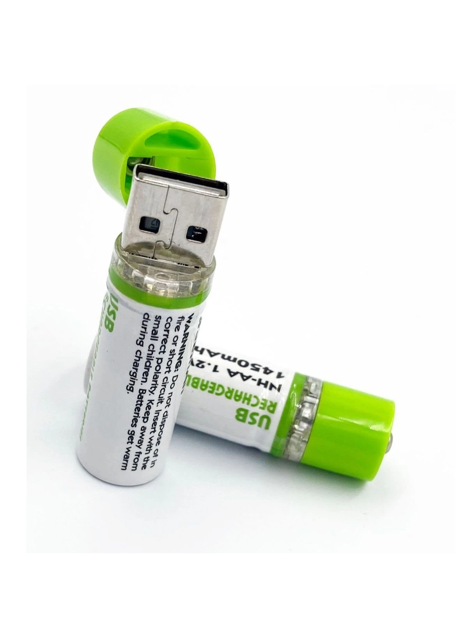 Usb ile Şarj Olabilen 2 li 1450 mah Lityum Şarjlı Kalem Pil (