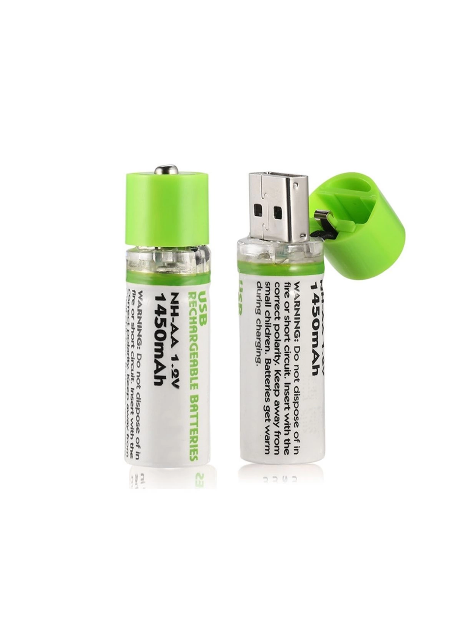 Usb ile Şarj Olabilen 2 li 1450 mah Lityum Şarjlı Kalem Pil (