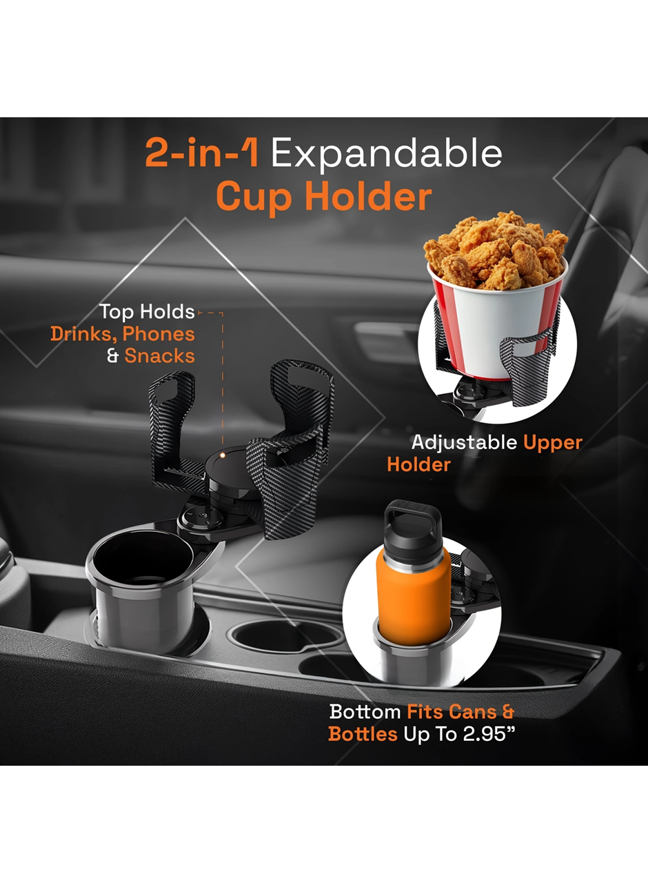 2’si 1 Arada Ayarlanabilir Araç Bardak Tutucu, Genişleyebilir Üst Kısım 3”-6.2”, Şişe Adaptörü, Araba Organizatörü, Dayanıklı Taban, Ramblers Hydroflask Uyumlu, Modern Araç Düzenleyic (