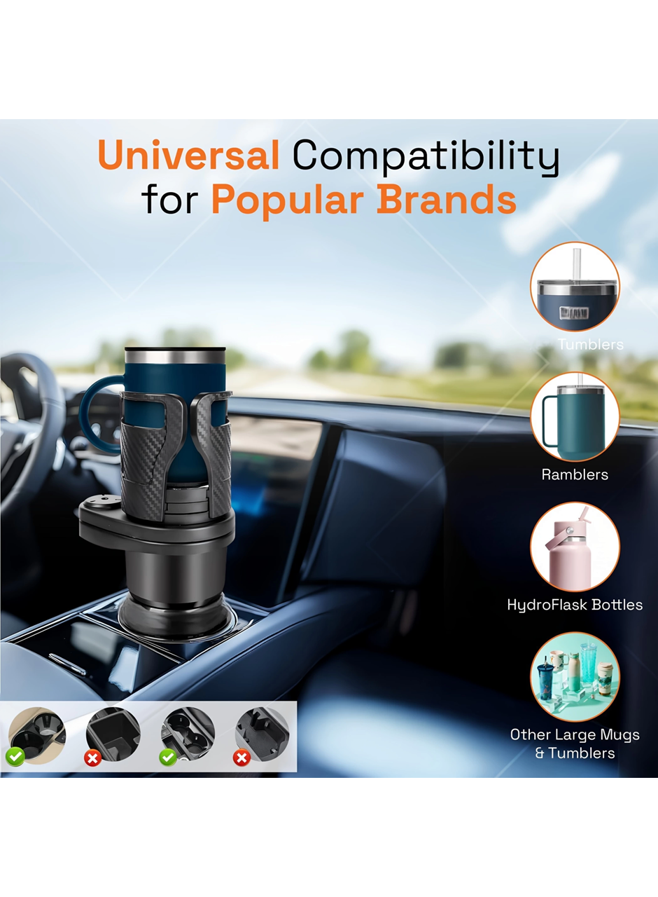 2’si 1 Arada Ayarlanabilir Araç Bardak Tutucu, Genişleyebilir Üst Kısım 3”-6.2”, Şişe Adaptörü, Araba Organizatörü, Dayanıklı Taban, Ramblers Hydroflask Uyumlu, Modern Araç Düzenleyic (
