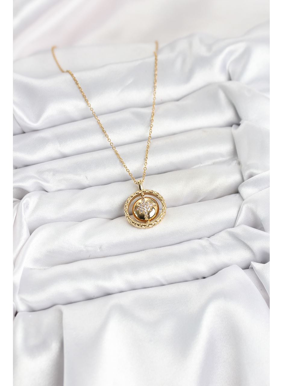 316L Çelik Zincir Gold Renk Kutup Yıldızı Model Kadın Kolye