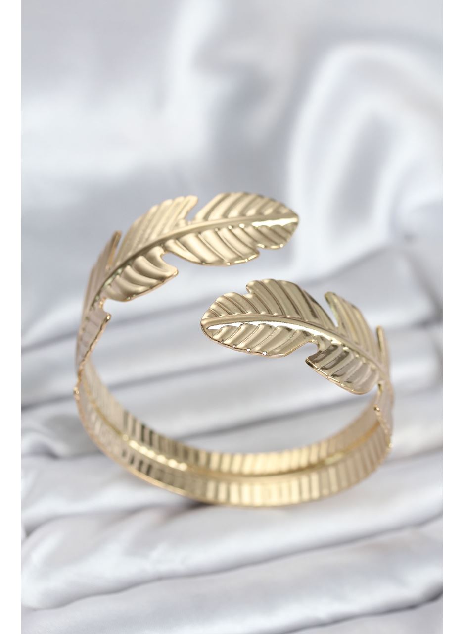Yaprak Model Gold Renk Kadın Bileklik