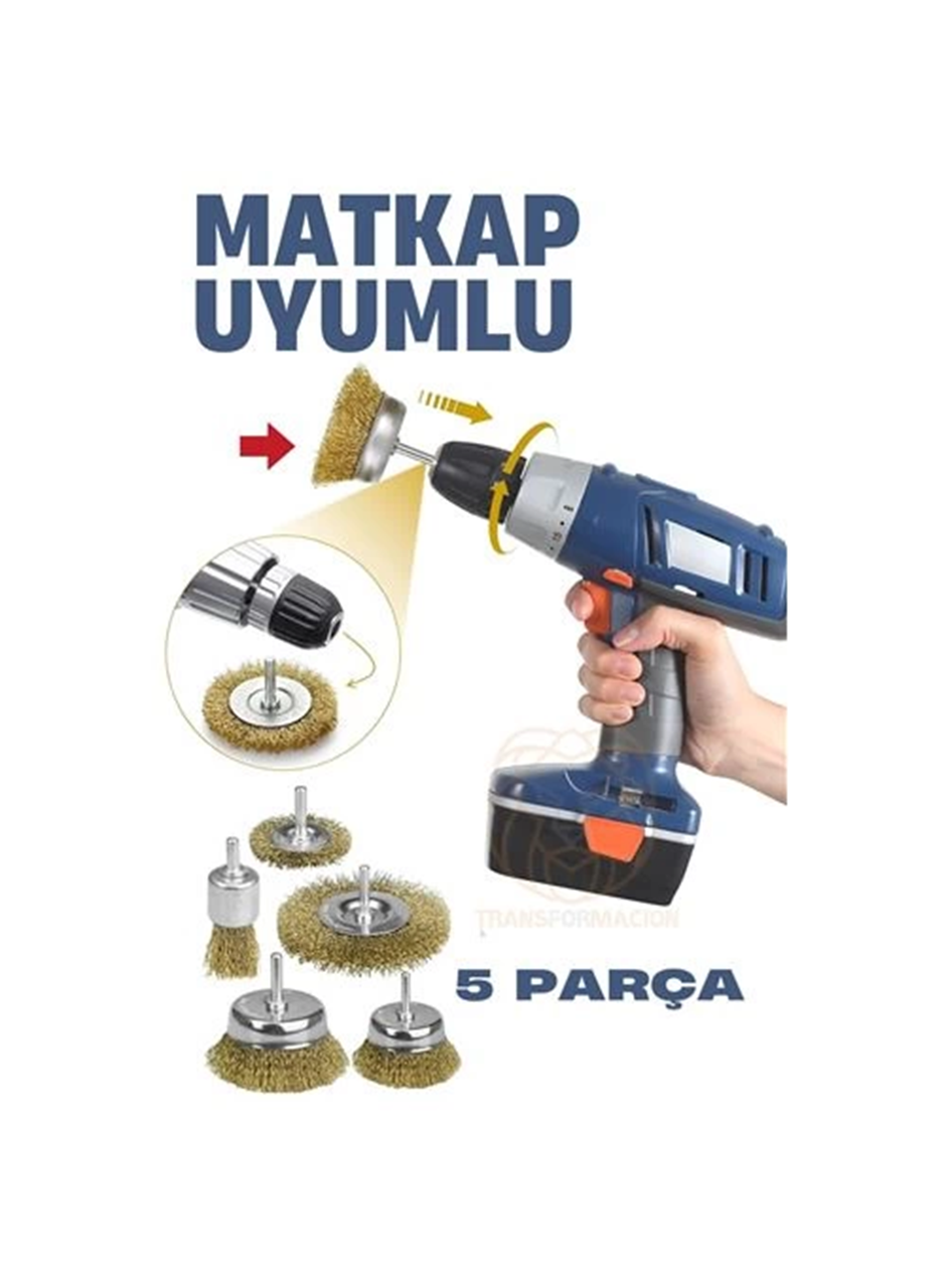 Matkap Uyumlu Saçaklı Pimli Tel Fıça Fırça Seti 1/4 inç (
