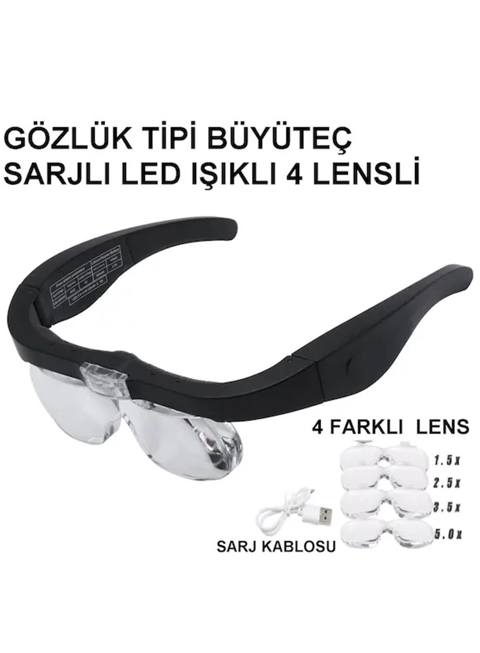 - Şarjlı gözlük Büyüteç 4 Farklı Lens -11537dc (