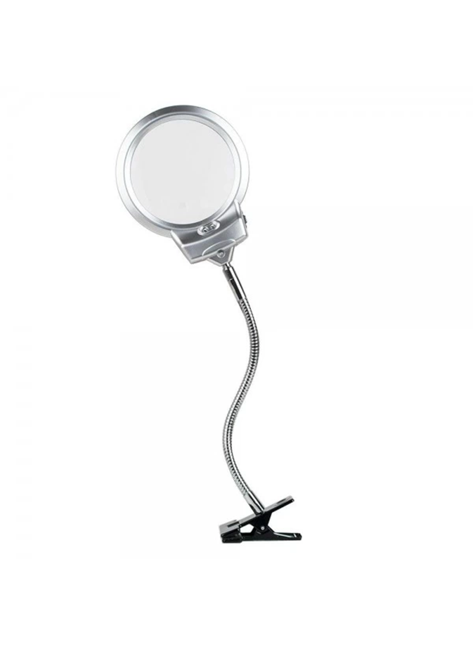 -2.5X130 MM 5X24 MM LED Aydınlatmalı Büyüteç,Masa üstü Metal Hortum Mandallı-MG15124-C (