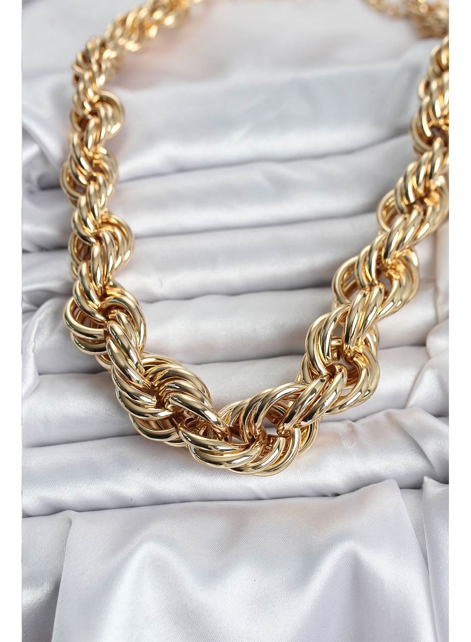 Pirinç Gold Renk Sarmal Halat Model Kadın Kolye