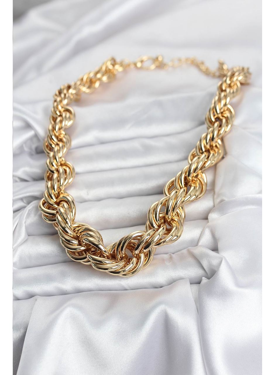 Pirinç Gold Renk Sarmal Halat Model Kadın Kolye
