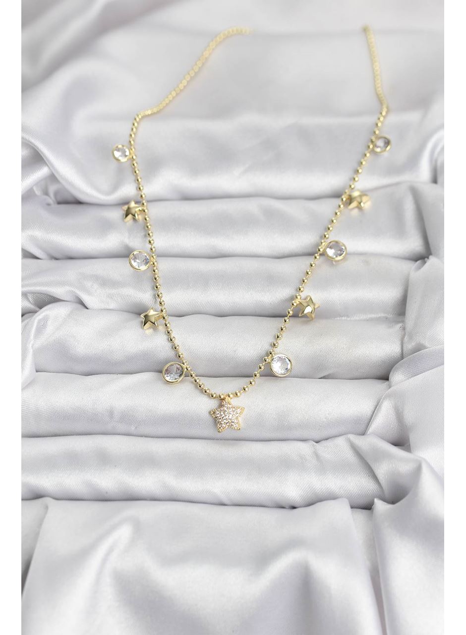 Pirinç Gold Renk Yıldız Model Kadın Kolye