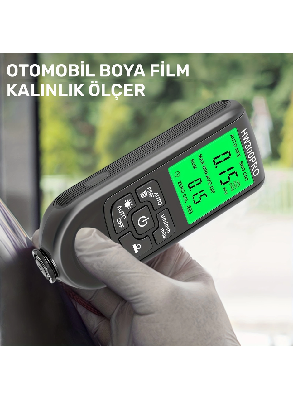 HW-300PRO Oto Boya Kalınlık Ölçer Fe NFe 2000µm + 2 Fonksiyonlu Bardak Tutucu Hediyeli (
