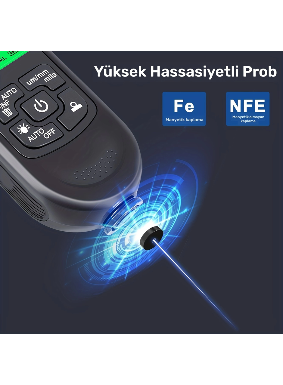 HW-300PRO Oto Boya Kalınlık Ölçer Fe NFe 2000µm + 2 Fonksiyonlu Bardak Tutucu Hediyeli (