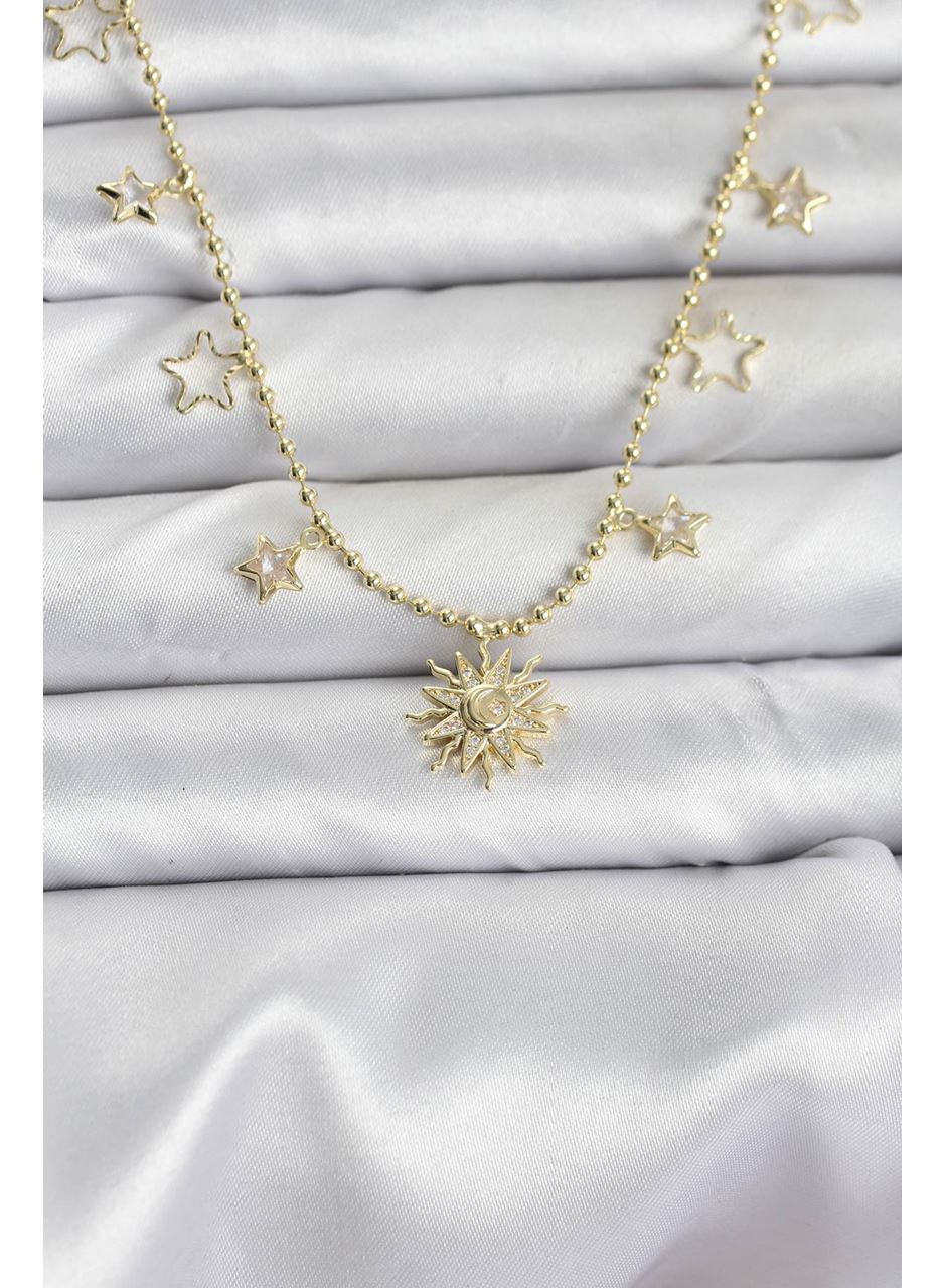 Pirinç Gold Renk Güneş Model Kadın Kolye