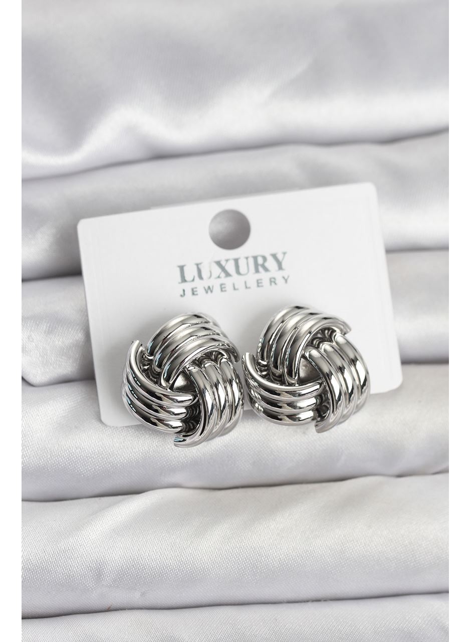 Pirinç Sarmal Gümüş Renk Kadın Küpe