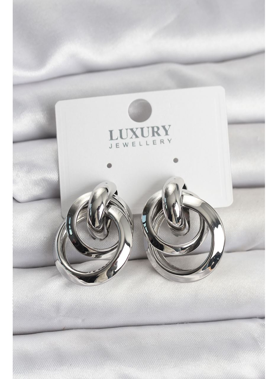 Gümüş Renk Halka Model Pirinç Kadın Küpe