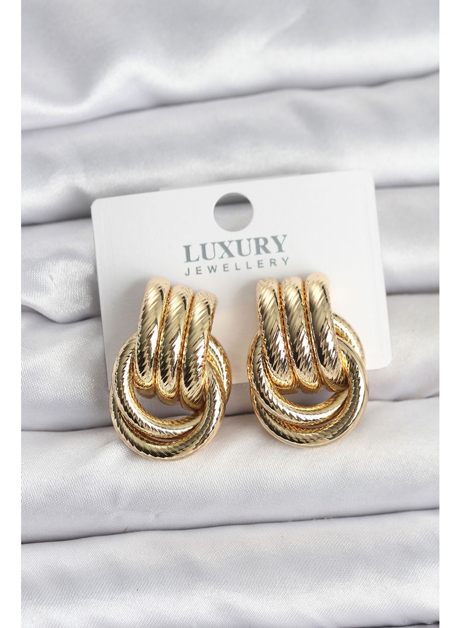 Gold Renk Halka Modelli Pirinç Kadın Küpe