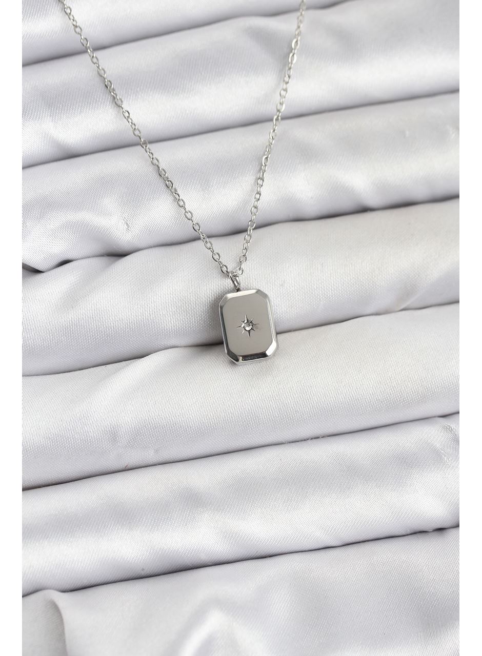 316L Çelik Zincir Gümüş Renk Minimal Kutup Yıldızı Model Kadın Kolye