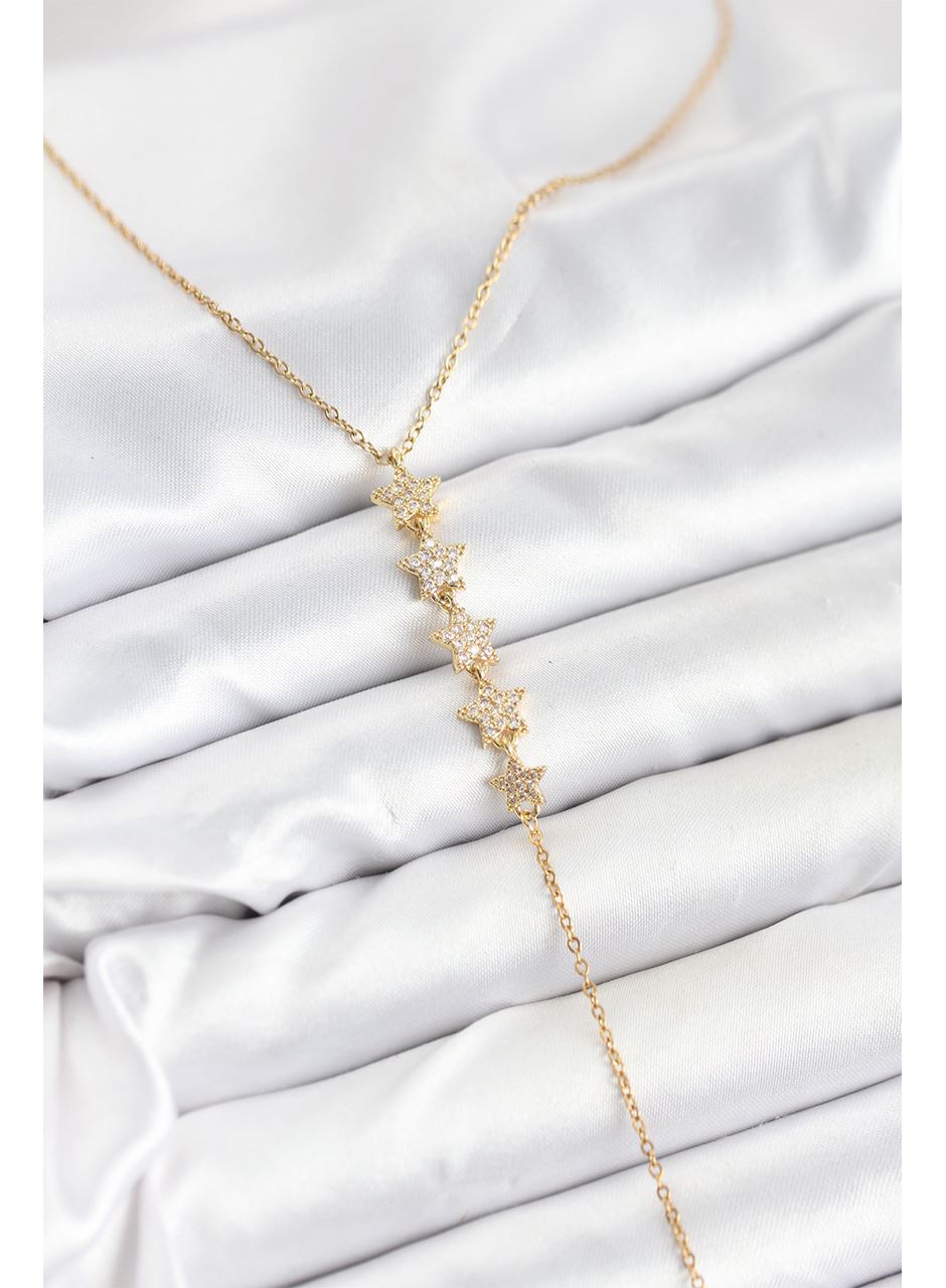 316L Çelik Zincir Gold Renk Yıldız Model Y Kolye