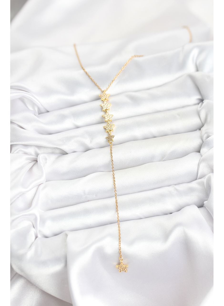 316L Çelik Zincir Gold Renk Yıldız Model Y Kolye