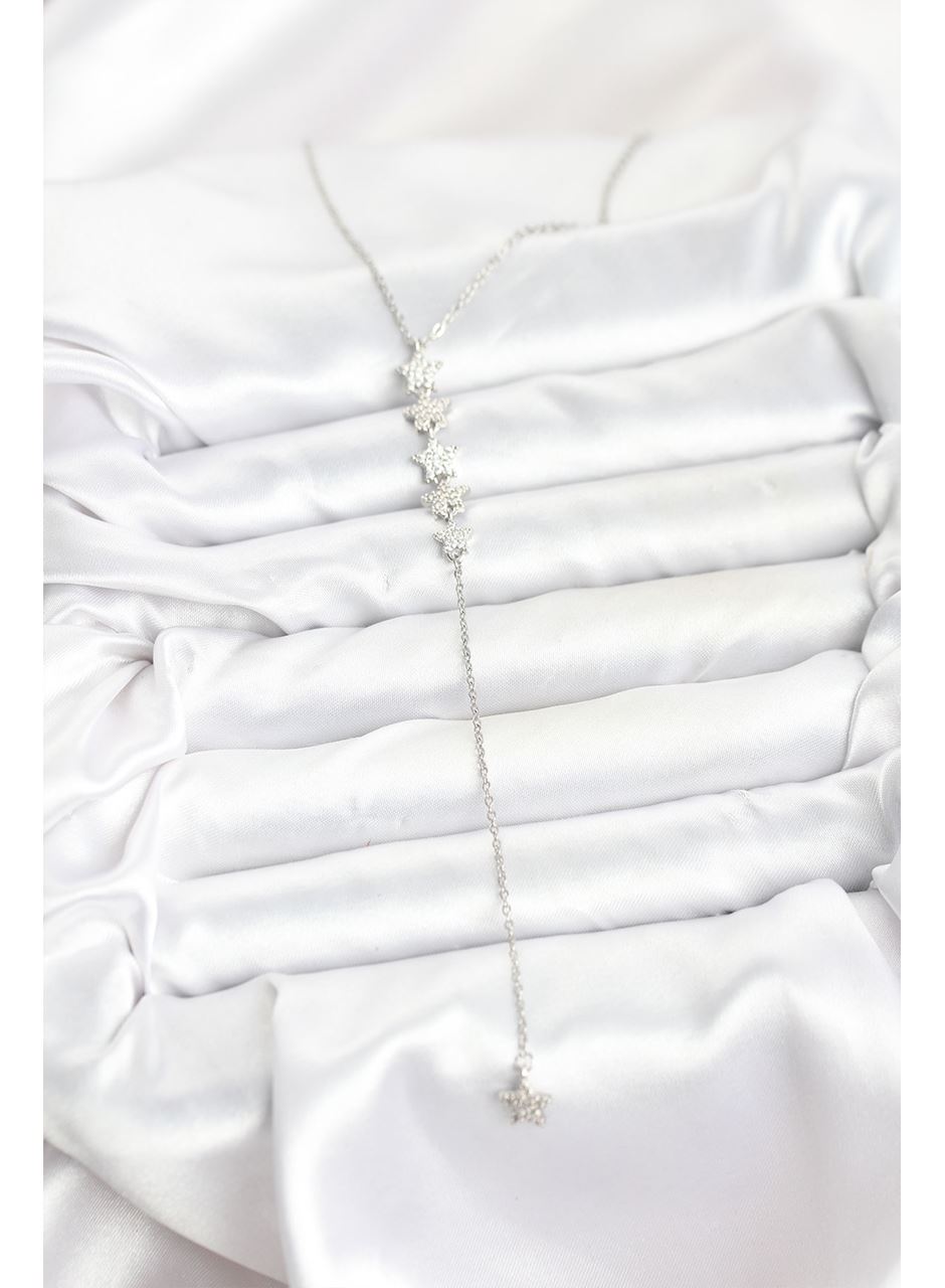 316L Çelik Zincir Gümüş Renk Yıldız Model Y Kolye