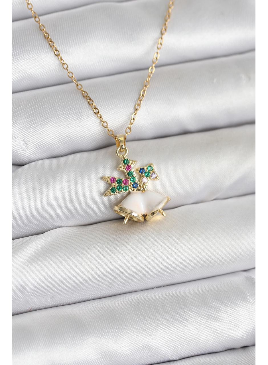 316L Çelik Zincir Gold Renk Chirtsmas Bell Model Yılbaşı Temalı Kadın Kolye