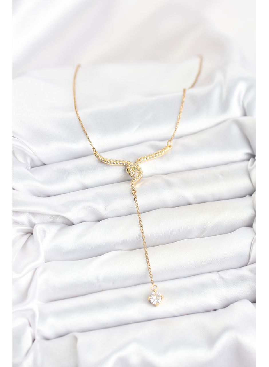 316L Çelik Zincir Gold Renk Yılan Model Y Kolye