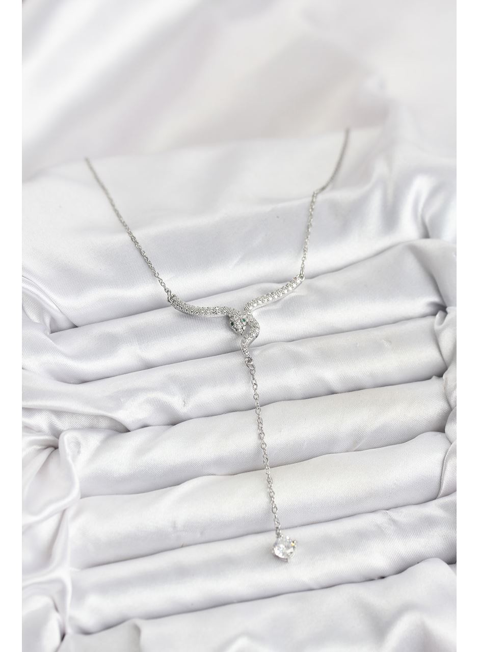 316L Çelik Zincir Gümüş Renk Yılan Model Y Kolye