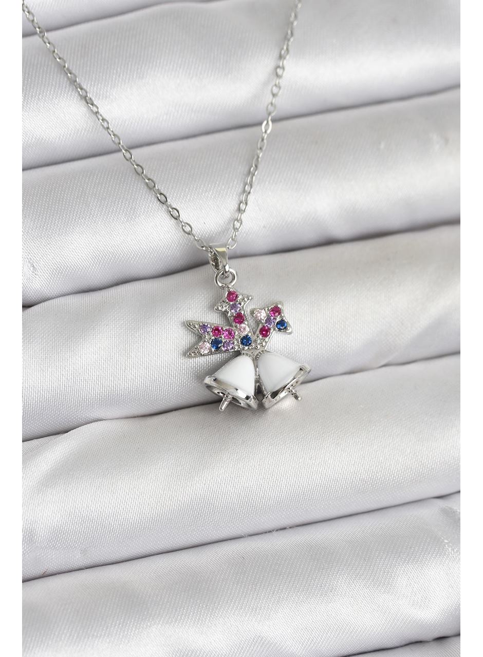 316L Çelik Zincir Gümüş Renk Chirtsmas Bell Model Yılbaşı Temalı Kadın Kolye