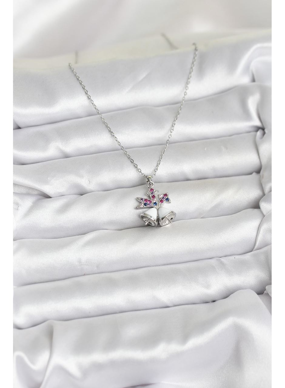 316L Çelik Zincir Gümüş Renk Chirtsmas Bell Model Yılbaşı Temalı Kadın Kolye