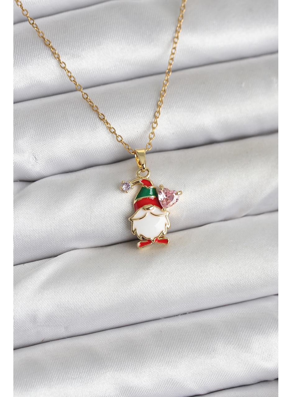 316L Çelik Zincir Gold Renk Yılbaşı Teması Kadın Kolye
