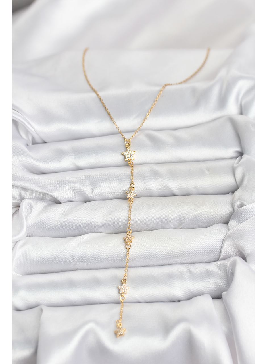 316L Çelik Zincir Gold Renkli Yıldız Model Kadın Y Kolye