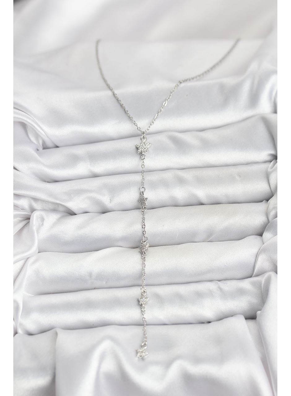 316L Çelik Zincir Gümüş Renkli Yıldız Model Kadın Y Kolye