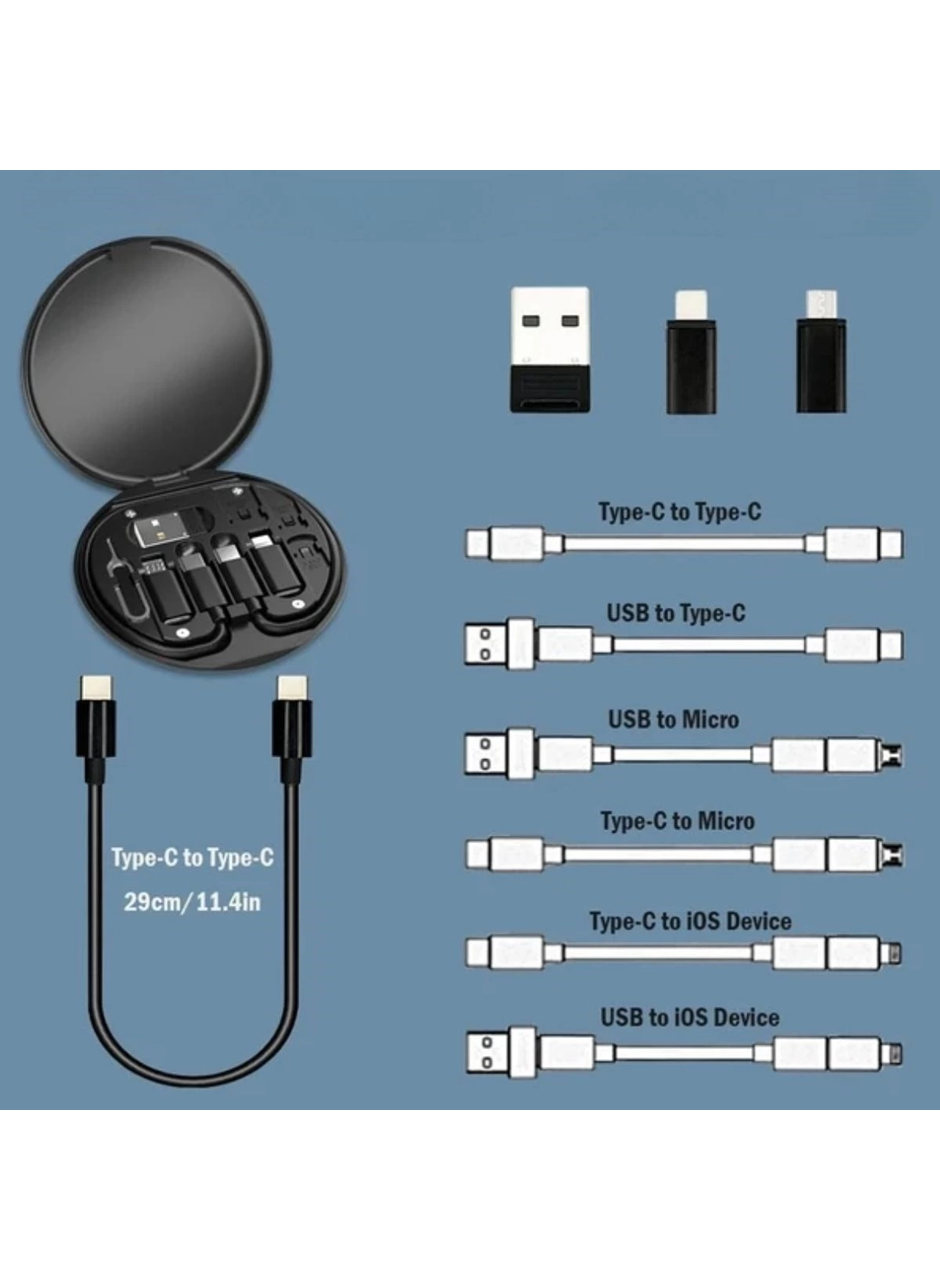 60w Destekli Kablo Kutusu Seyahat Kablo Seti 5'i 1 Arada Usb Type-c Şarj Kablosu Seti (