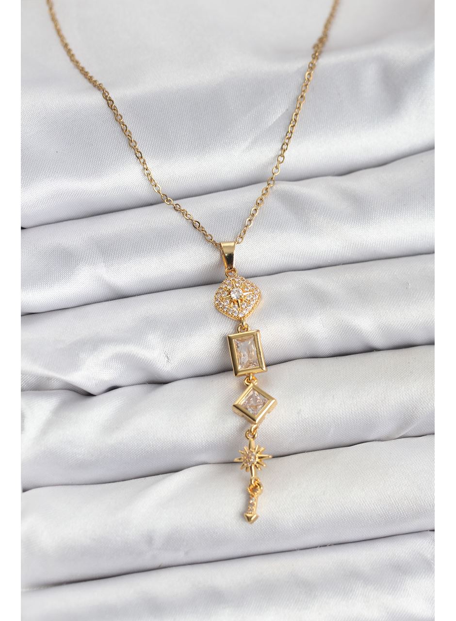 316L Çelik Zincir Gold Renk Kutup Yıldızı Enerji Model Kadın Y Kolye