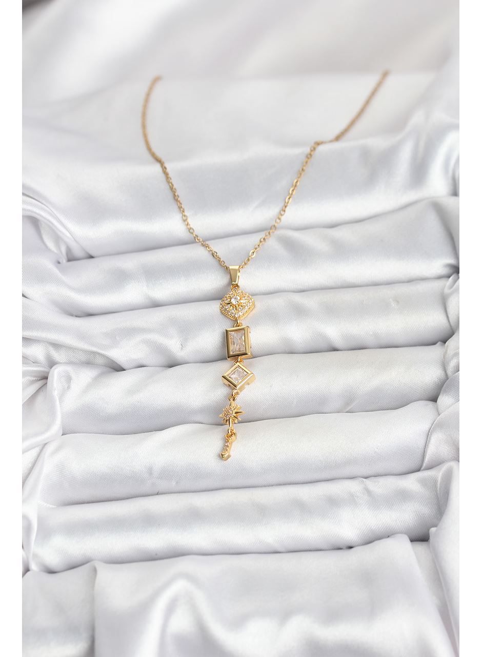 316L Çelik Zincir Gold Renk Kutup Yıldızı Enerji Model Kadın Y Kolye