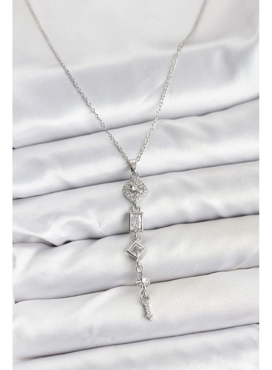 316L Çelik Zincir Gümüş Renk Kutup Yıldızı Enerji Model Kadın Y Kolye