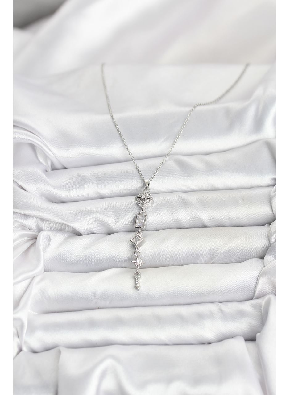 316L Çelik Zincir Gümüş Renk Kutup Yıldızı Enerji Model Kadın Y Kolye