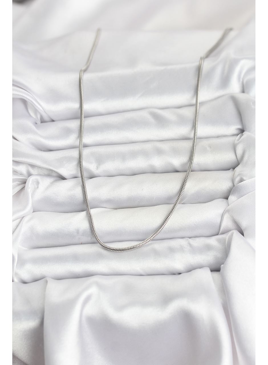 316L Çelik Zincir Gümüş Renk 60 cm Yılan Zincir Kadın Kolye