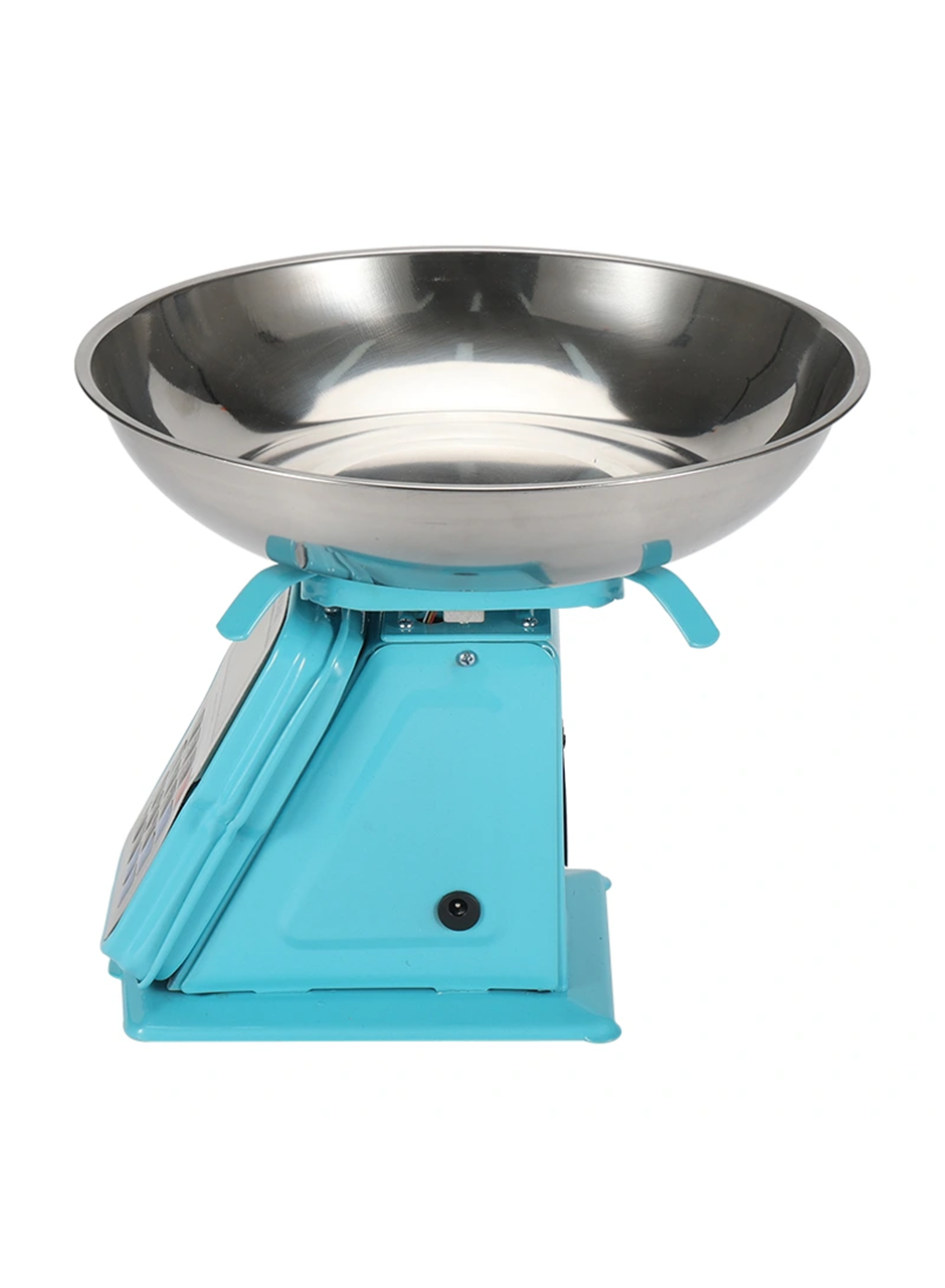 30kg 1g Dijital Kefeli Terazi Pilli ve Adaptörlü Elektronik Tartı, Paslanmaz Çelik Tepsili Tutar Hesaplama Mavi (