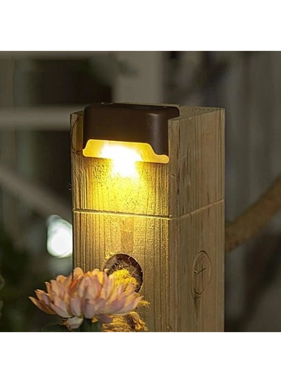 Solar Güneş Enerjili Şarj Edilen Köşebent Merdiven Veranda Bahçe Yolu Led Lamba Işık 4 Adet (