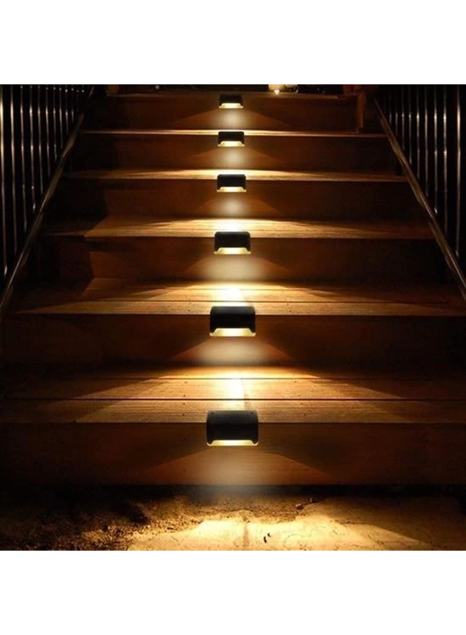 Solar Güneş Enerjili Şarj Edilen Köşebent Merdiven Veranda Bahçe Yolu Led Lamba Işık 4 Adet (